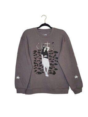 Olivia Rodrigo Girls Graphic Guts Sweatshirt Crewneck Pullover XXL Gray Stars